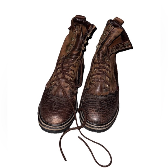 Vintage Tony Lama Brown Leather Work/Western Boots Size  10 - Picture 1 of 9